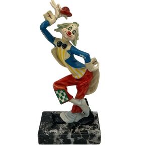 Vintage Depose Italy Dancing Clown 915 Carrara Marble Resin 9.5in